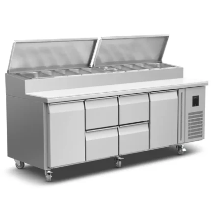 Garnityrkjølebenk med 2dører+ 4skuffeseksjon- låsbarhjul