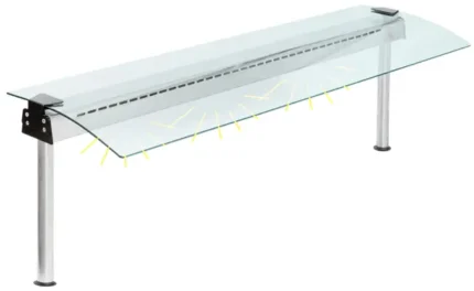 Pusteskjerm med lys. 2/1 GN. Rustfri opplagring med buet frontglass Varenr:100019494