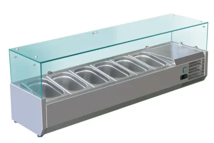 Garnityrkjøler med glassoverbygg 140 cm 1/4GN x6 Varenr:100020176